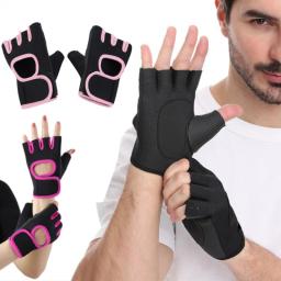 Meio dedo luvas esportivas levantamento de peso luvas de fitness esportes ao ar livre ciclismo respirável absorção de choque treino ginásio luvas - Image 1