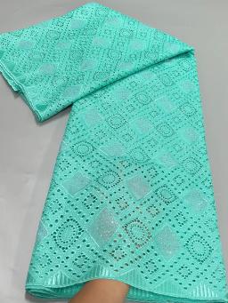 Tecido de renda suíço africano voile, 100% bordado furado, vestuário nigeriano, roupas de costura, pele saudável, branco, 100% algodão, original, 2024 - Image 5