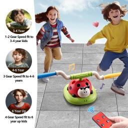 Salto musical brinquedos esportivos jogar anel jogo brinquedo e lançador de foguetes para crianças joaninha multifuncional ao ar livre máquina presentes - Image 4