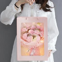 Sacos De Presente Rosa Portátil, Sacola De Compras, Casamento, Aniversário, Caixa De Embalagem De Flores De Presente, Suprimentos Festival - Image 6