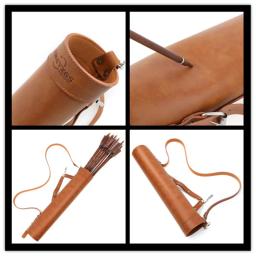 1 pc tiro com arco quiver couro seta titular arco e flecha caso acessórios bolsos caça tubo de seta para caça ao ar livre tiro - Image 4