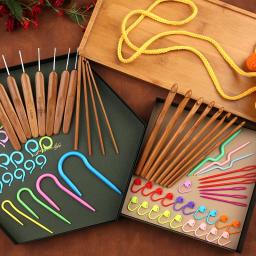 KRABALL-Bamboo Handle Crochet Hooks Kit, Agulhas de Tricô Set, DIY Craft, Ferramentas para Fios Weave, Acessórios de malha - Image 5