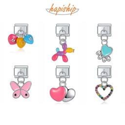 Hapiship-Glaze Color Charm Bracelet, Jóias de Aço Inoxidável, Cão, Borboleta, Coração, Link Italiano, Fit DIY, 9mm, DJ546, Nova Moda, 2024 - Image 1