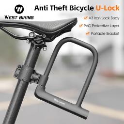 Oeste bicicleta portátil U-Lock Bike, Anti-Roubo, Cadeado de bicicleta, seguro, durável, motocicleta, Scooter, MTB, Road Bike, Acessórios de ciclismo - Image 1