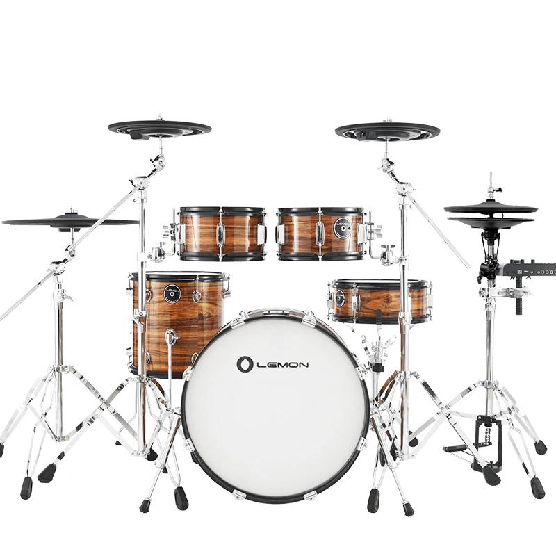 Bateria eletrônica com toda a cabeça Mesh, Kit de Bateria Elétrica, T950, DWG, Lemon - Image 1
