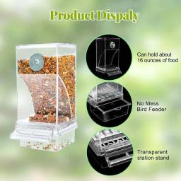 Alimentador de pássaros transparente sem derramamento automático Anti-splash Alimentador de pássaros puro Recipiente de alimentos para sementes Acessórios de gaiola - Image 3