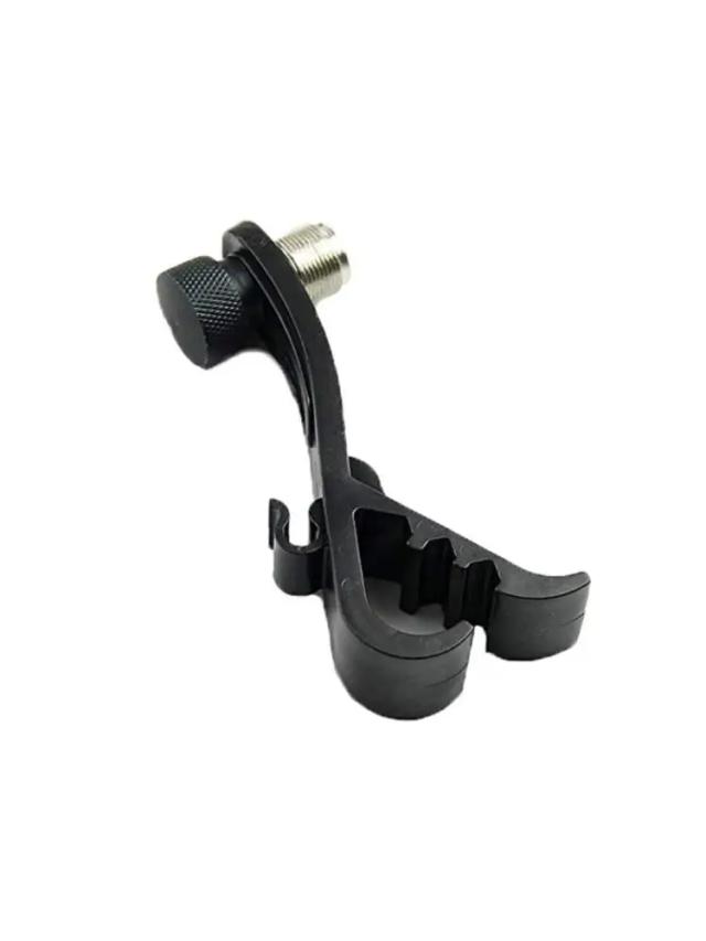 Microfone de tambor ajustável com clipe à prova de choque e braçadeira para caixa - Preto