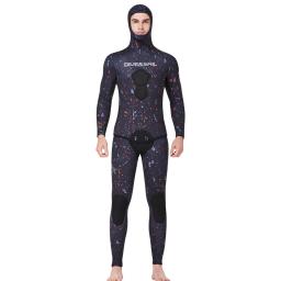 Fato de mergulho de neoprene com capuz masculino, caça submarina, 1.5mm, 3mm, 5mm, 7mm, mergulho, inverno, térmico, conjunto de 2 peças - Image 6