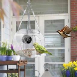 Casa de alimentação inteligente acrílica com câmera, alimentador do pássaro do animal de estimação, transparente, fácil instalação, jardim ao ar livre, 1080p HD - Image 3
