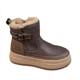 Plataforma feminina pele neve tornozelo botas apartamentos de couro curto pelúcia sapatos de algodão tendência moda tênis quente novo aconchegante mujer goth botas - Image 6