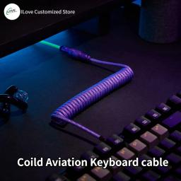 Cabo de teclado enrolado usb c para teclado de jogos mecânico fio de manga dupla com conector de aviador de metal destacável de carregamento - Image 2