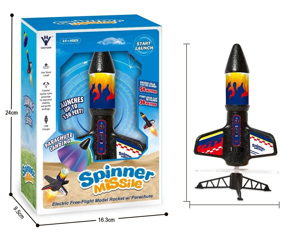 Lançador de foguetes elétricos para crianças, exploração espacial, foguete com paraquedas, kit de foguete modelo ao ar livre para crianças, novo - Image 1