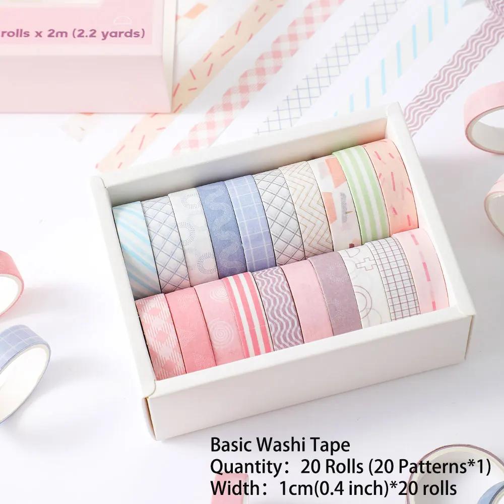 Conjunto de 20 Fitas Adesivas Finas para Artesanato, Embrulho e Scrapbooking, Perfeito para DIY e Rotulagem