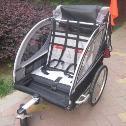 Dois Assentos Outdoor Bicycle Wagon para Crianças, Twins Bike Trailer, Big Wheel Baby Stroller, Jogger Dobrável, 20 in, 2 Assentos - Image 5