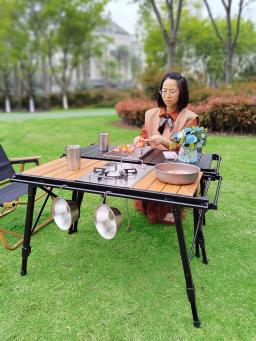 Mesa dobrável leve para acampar, mesa IGT rolo braseiro, perna ajustável, queimador de mesa, churrasco queimando, leve - Image 5