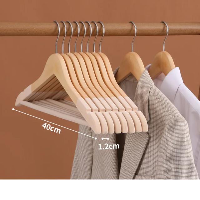 Conjunto de 5 Cabides de Madeira Luxuosos com Veludo Antiderrapante e Gancho Giratório 360° para Vestidos, Saias e Calças Masculinas