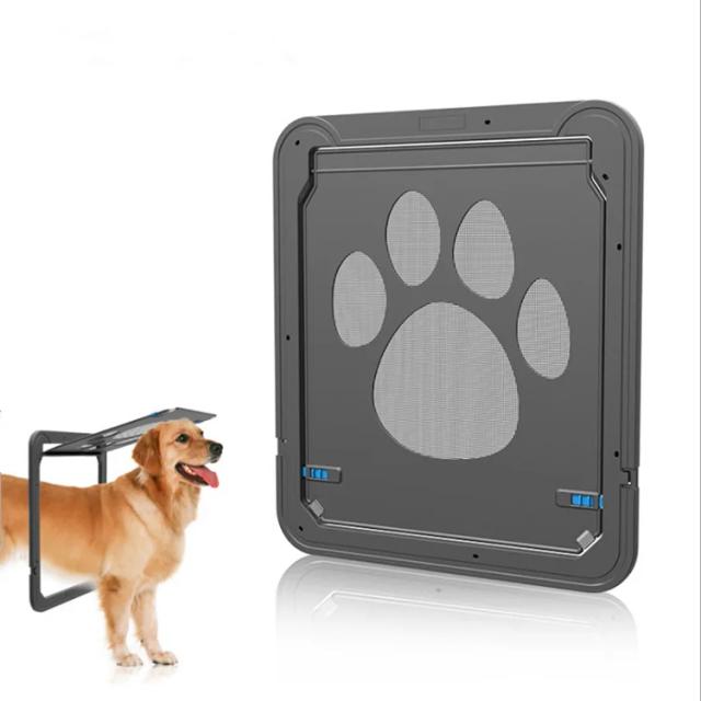 Porta magnética bloqueável para pets com protetor de tela, ideal para gatos e cães, fácil de instalar e segura para uso externo