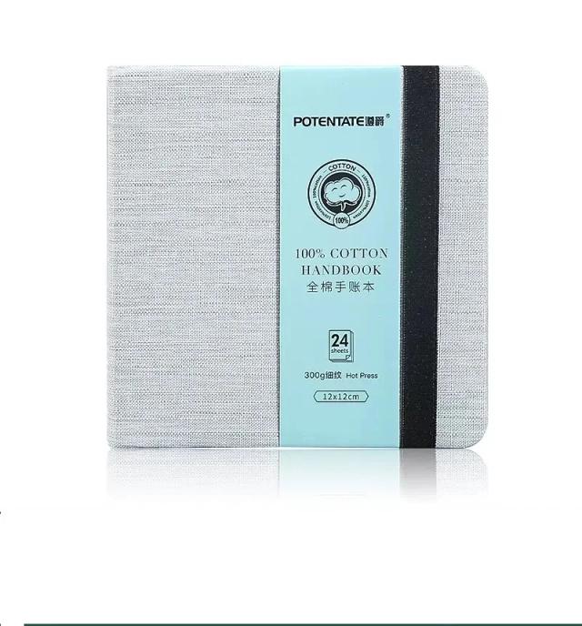 Caderno de Arte Quadrado Aquarela 100% Algodão com 24 Folhas 300g - Ideal para Desenho e Pintura 12cm x 12cm