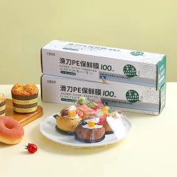 Saran-Microwavable Cling Film Wrap com cortador deslizante removível, Filme plástico transparente de embrulho de alimentos, Mantenha o alimento Fres - Image 4