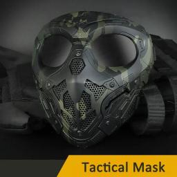 Máscara protetora airsoft ao ar livre tático paintball máscara facial completa cs caça tiro esportes halloween crânio máscaras - Image 1