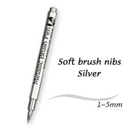 1/2 pçs escova canetas marcadoras metálicas ouro prata marcadores de arte permanente artesanato scrapbooking pintura papelaria material escolar - Image 6