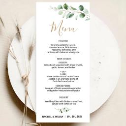 Cartões personalizados do menu do casamento com verdura e floral, menu de tabela personalizado, 5 PCes, 20 PCes, 100 PCes - Image 4
