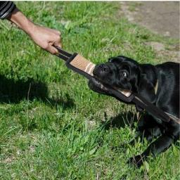 Luva durável do descanso do tug da mordida do treinamento do cão com 2 alças da corda para o treinamento médio a grandes suprimentos do animal de estimação dos cães - Image 4