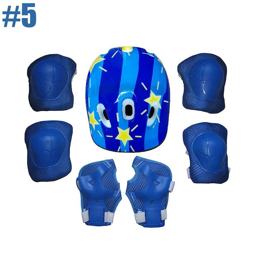 Capacetes esportivos para crianças, joelheiras, cotoveleiras, skate, ciclismo, Hoverboard, patins, basquete, futebol, 7pcs, conjunto - Image 1