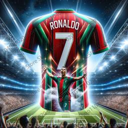 Camisa Esportiva Impressa para Adultos e Crianças, Camisa de Futebol, T-shirt para Jogo Diário, Training Jersey, Portugal Número 7, Ao Ar Livre, Verão - Image 2