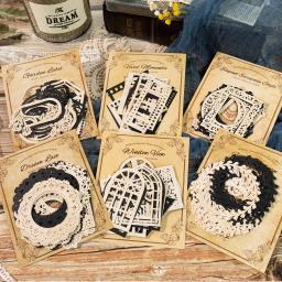 Journamm-Recorte Quadro Craft Paper, DIY Scrapbooking Materiais, Lixo Diário, Papelaria Colagem, Preto e Branco, Decoração, 16pcs por pacote - Image 1