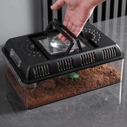 Portador réptil com alça, Tartaruga Terrário, Tanque de répteis para répteis anfíbios, Terrário plástico - Image 2
