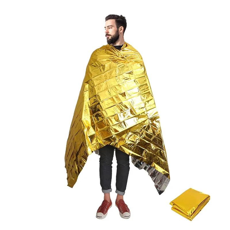 Cobertor térmico de emergência e sobrevivência, Cobertores de acampamento para o exterior, Caminhadas, Maratonas, para todos os climas, Conditi, Ouro, Prata - Image 1