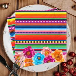 Guardanapos estilo mexicano para adultos, decoração de festas mexicanas, festa temática descartável, colorido brilhante, guardanapo listrado, 40 peças - Image 3