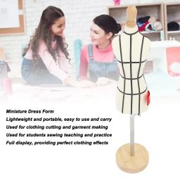 Forma Miniatura com Base de Madeira, Manequim De Costura, Exibição De Roupas Corporais, Modelo Para Costura E Ensino, 1/2 Tamanho - Image 5
