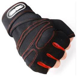 Luvas de ginástica sem dedos para homens, halterofilismo, treinamento de musculação, fitness, meio dedo, antiderrapante, suporte de pulso - Image 4