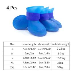 Rainshoe de borracha antiderrapante impermeável para animais de estimação, botas de tornozelo para cães pequenos, médios e grandes, gatos sapatos ao ar livre, acessórios para animais, 4pcs - Image 2