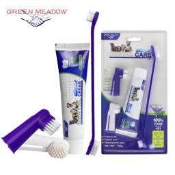 Kit de Controle Tártaro para Animais de Estimação, Cães Contém Creme Dental Escova e Fingerbrush, Kit Dental Care para Pet Dentes Limpeza, 4 Pcs - Image 1