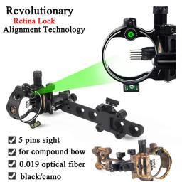 Mira de tiro com arco micro ajustável, mira 5 pinos de fibra óptica de 0.019 ", acessórios de caça com tiro com arco composto, 1 peça - Image 2