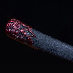 Espada de batalha chinesa kongfu feita à mão, lâmina de aço de alto manganês, tang completo real pronto para treinamento, chama vermelha catana - Image 4