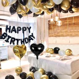 Preto e Ouro Aniversário Carta Balão Set, Balões Do Coração Do Amor, Decorações De Cena De Festa, Happy Birthday, 42pcs - Image 3