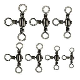50 pçs/saco acessórios de pesca preto níquel chapeamento conector de três pinos t-swivel sub-linha divisor de pesca ao ar livre anelazi - Image 1