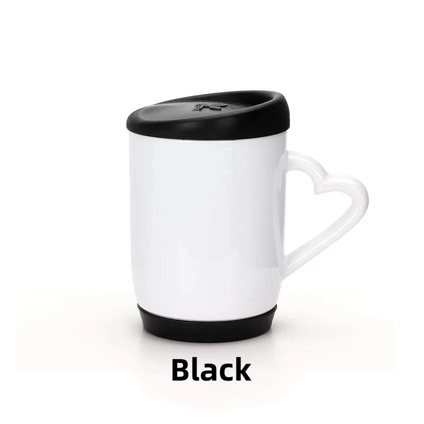 Cerâmica Plain White Canecas com Tampa De Silicone e Inferior, Logotipo Personalizado, Caneca Revestida, Café e Chá Xícara, Sublimação Em Branco, 11oz - Image 1