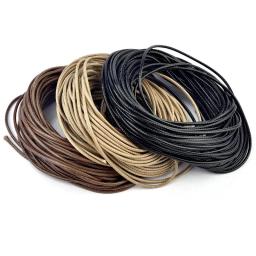 Cordões de couro genuíno para fazer joias, corda redonda, corda para colar artesanal, pulseira DIY, acessórios artesanais, 1mm, 1.5mm, 2mm, 3mm, 5m - Image 1
