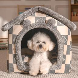 Cama dobrável para animais domésticos, suprimentos para cães, cães de pequeno e médio porte, caverna quente para cachorros, sofá, inverno - Image 4