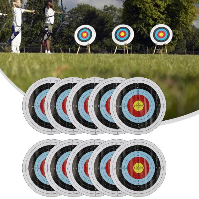 Kit de 10 Alvos de Papel para Tiro com Arco - 40x40cm para Prática de Tiro ao Ar Livre e Treinamento Esportivo