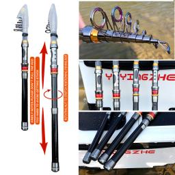 1.8-3.6m vara de pesca de fibra de carbono e carretel combo super duro telescópica pólo de pesca kit de carretel de fiação resistência máxima 3-8kg pesca - Image 3