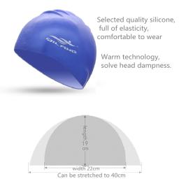 Boné de natação impermeável de silicone para homens e mulheres, cabelo comprido, chapéu elástico de mergulho para adultos e crianças, novo - Image 6