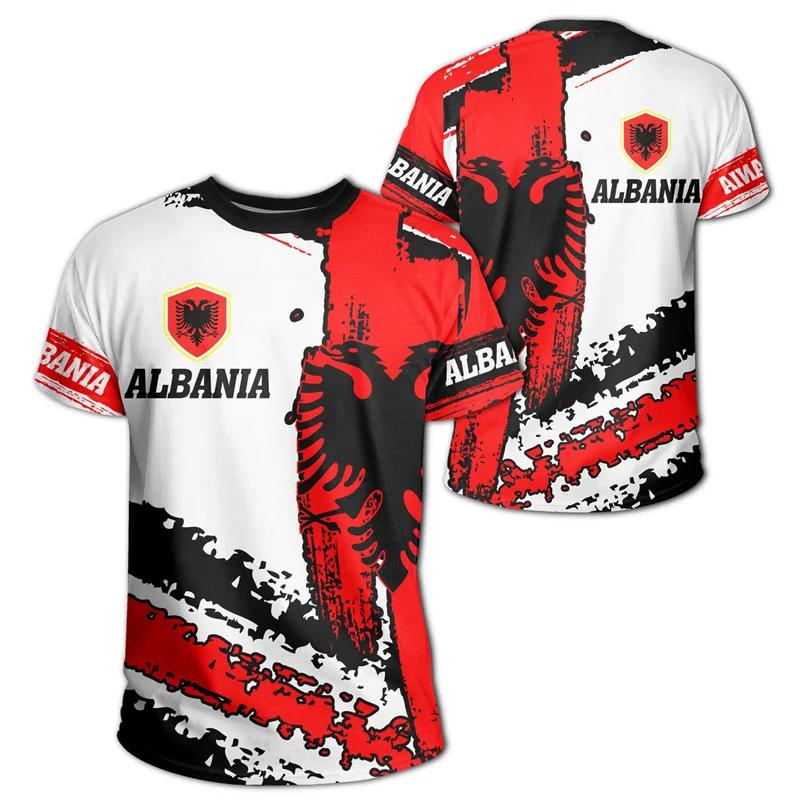 Atacado camisa de futebol albânia camisa 2024 time de futebol camiseta 3d bandeira dos albanês camisetas gráficas emblema albanês camisetas - Image 1