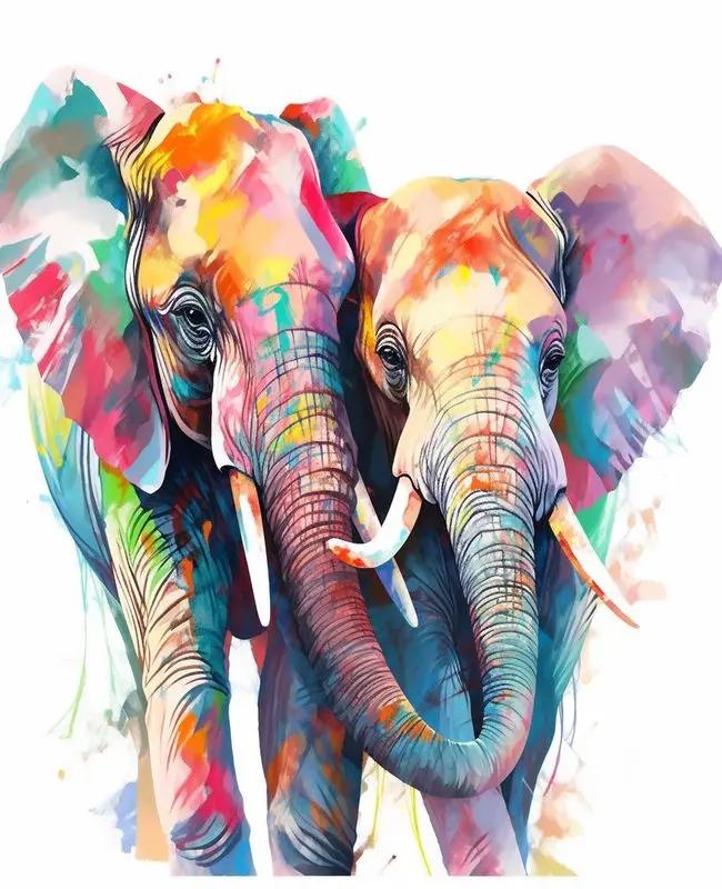 RUOPOTY-Kits de Pintura Acrílica com Moldura, Tinta por Número para Iniciantes, Elefante, Óleo, Artes, Artesanato para Casa, Quarto, Decoração da Parede - Image 1