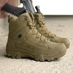 2024 moda masculina botas de combate no deserto ao ar livre sapatos de caminhada de couro homens caça trabalho botas de segurança botas curtas botas de tornozelo - Image 1